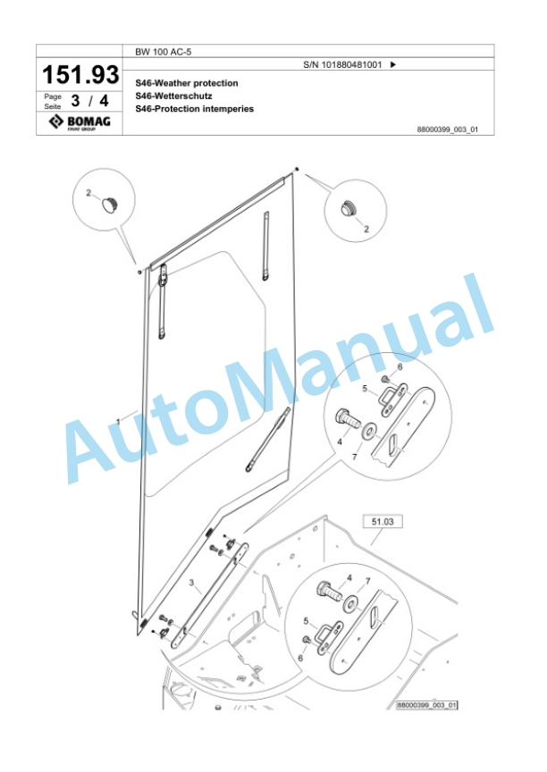 Bomag BW 100 AC-5 Combination Roller Spare Parts Catalogue 00825361-4