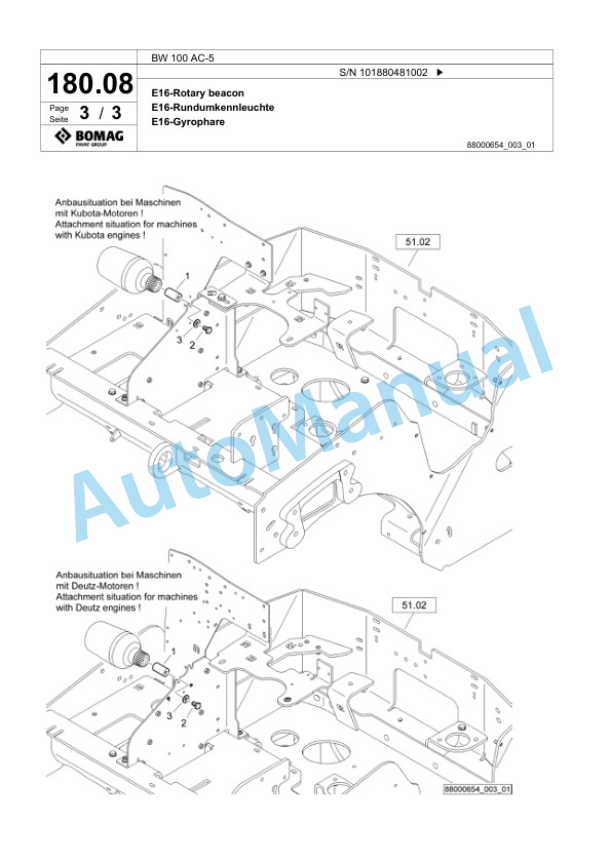 Bomag BW 100 AC-5 Combination Roller Spare Parts Catalogue 00825361-5