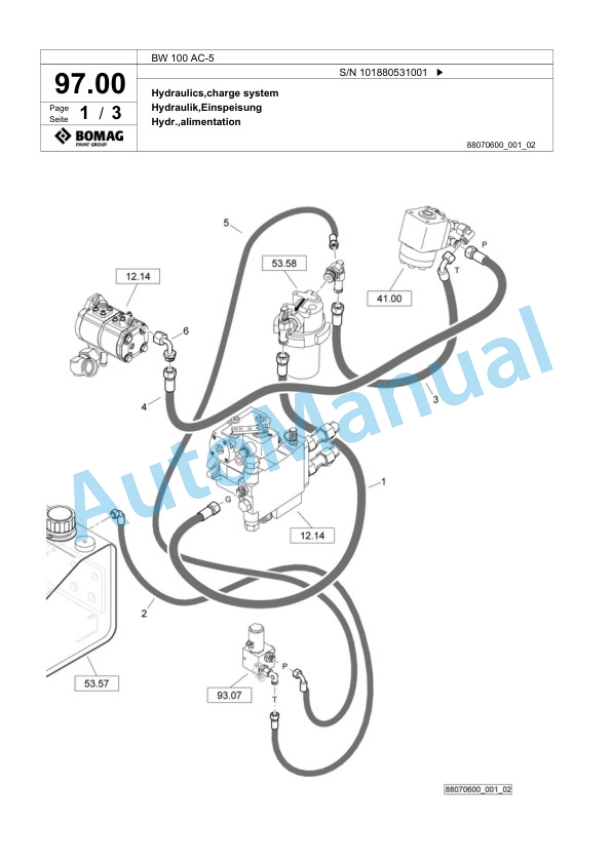 Bomag BW 100 AC-5 Combination Roller Spare Parts Catalogue 00825377-2