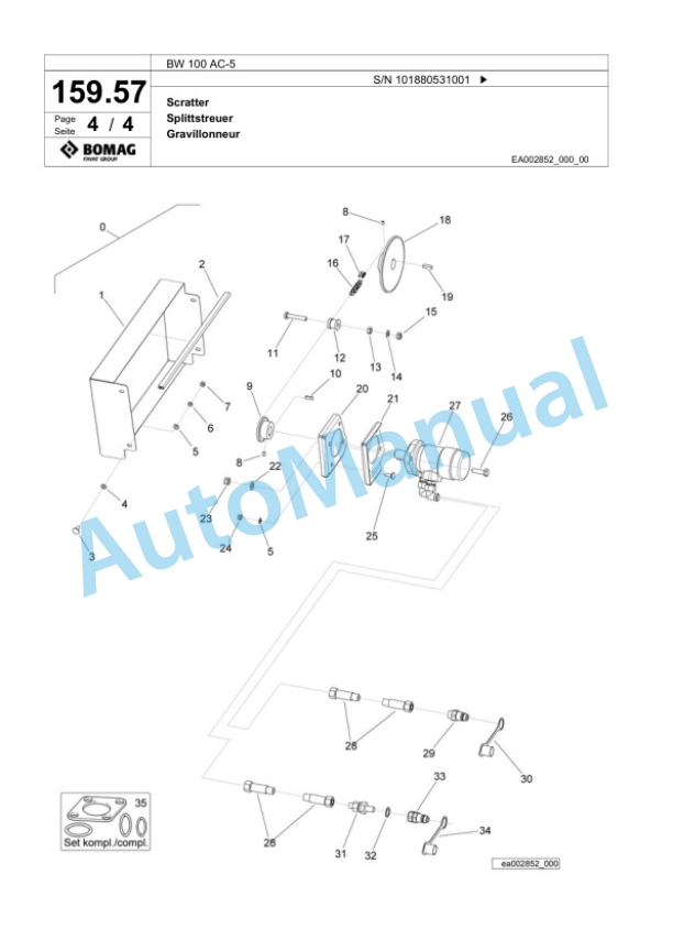 Bomag BW 100 AC-5 Combination Roller Spare Parts Catalogue 00825377-5