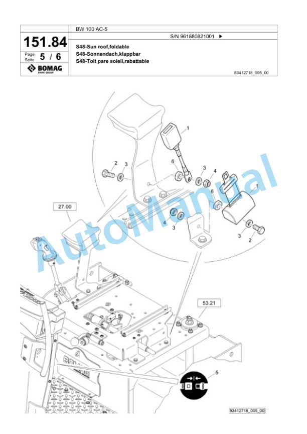 Bomag BW 100 AC-5 Combination Roller Spare Parts Catalogue 00826815-5