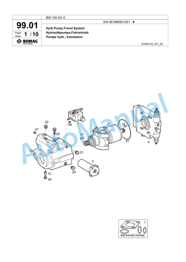 Bomag BW 100 AC-5 Combination Roller Spare Parts Catalogue 00827047-2