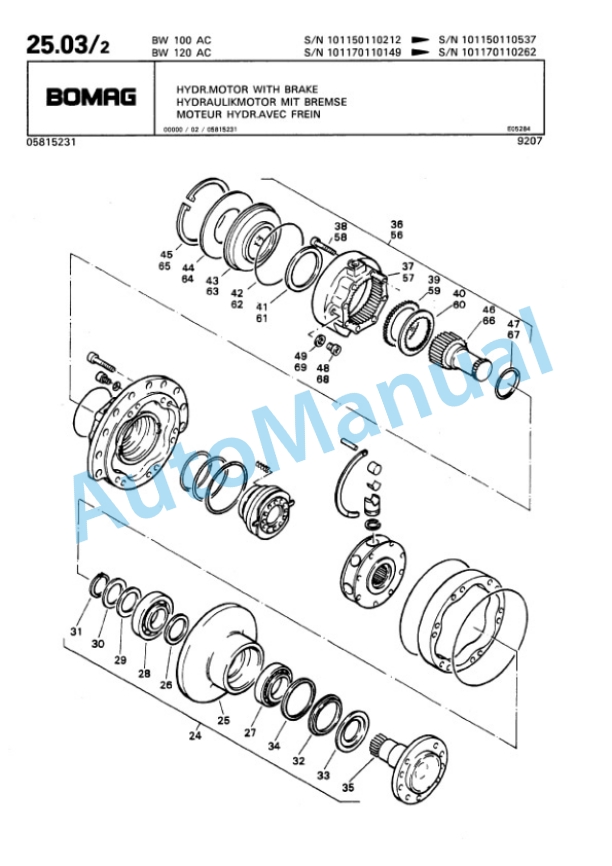 Bomag BW 100 AC, BW 120 AC Combination Roller Spare Parts Catalogue 00810119-2