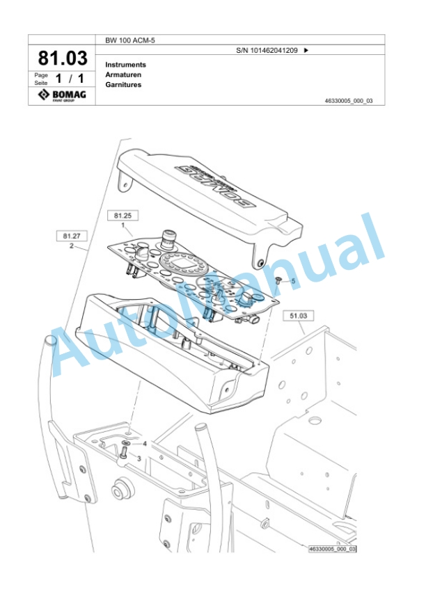 Bomag BW 100 ACM-5 Combination Roller Spare Parts Catalogue 00824123-2