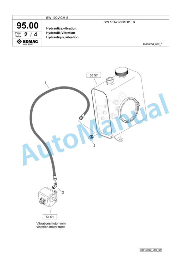 Bomag BW 100 ACM-5 Combination Roller Spare Parts Catalogue 00825291-2