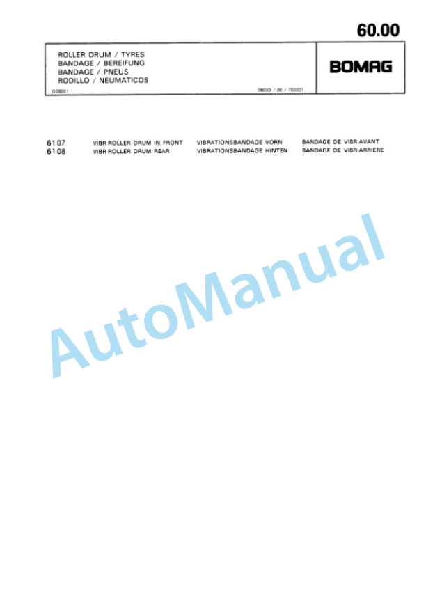 Bomag BW 100 AD-2 Tandem Vibratory Roller Spare Parts Catalogue 00812740-3