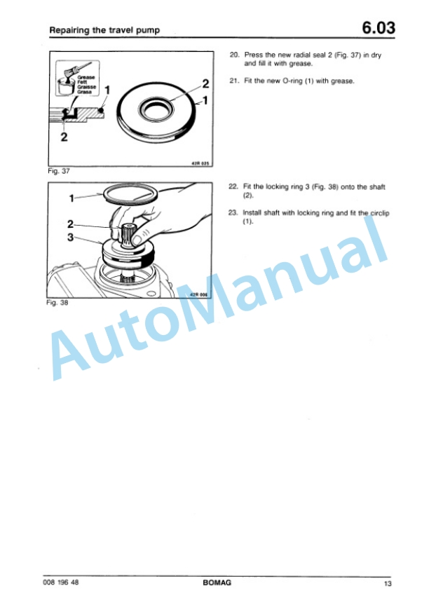 Bomag BW 100 AD-3, BW 100 AC-3, BW 120 AD-3, BW 120 AC-3 Tandem Vibratory Rollers Repair Instructions 00819341-5