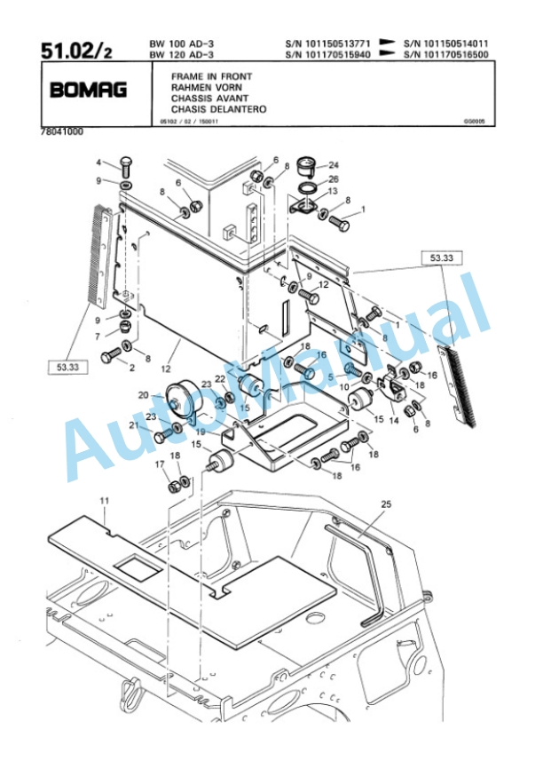 Bomag BW 100 AD-3, BW 120 AD-3 Tandem Vibratory Roller Spare Parts Catalogue 00810185-2