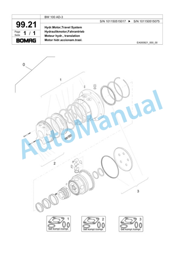 Bomag BW 100 AD-3 Tandem Vibratory Roller Spare Parts Catalogue 00817458-4