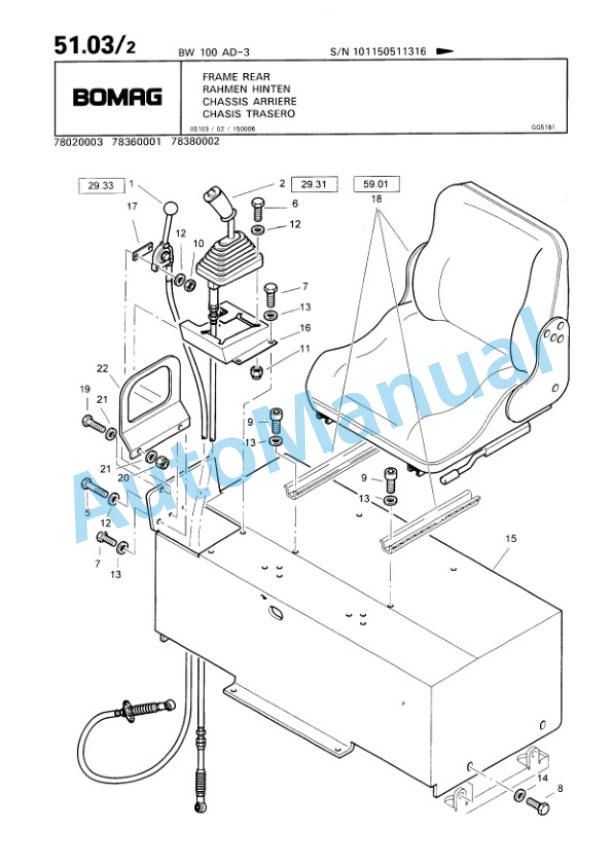 Bomag BW 100 AD-3 Tandem Vibratory Roller Spare Parts Catalogue 00818802-2