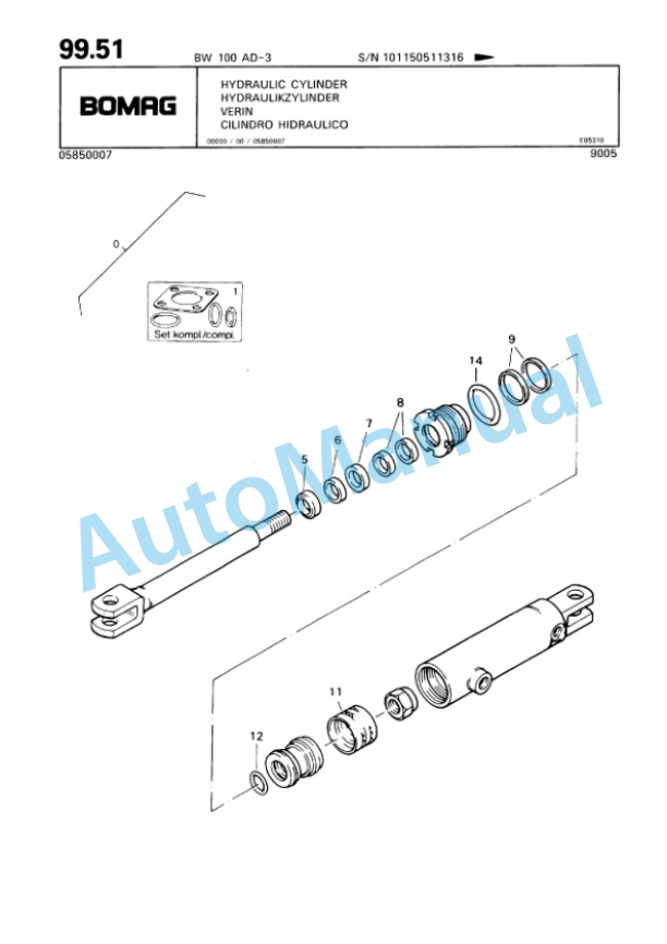 Bomag BW 100 AD-3 Tandem Vibratory Roller Spare Parts Catalogue 00818802-5