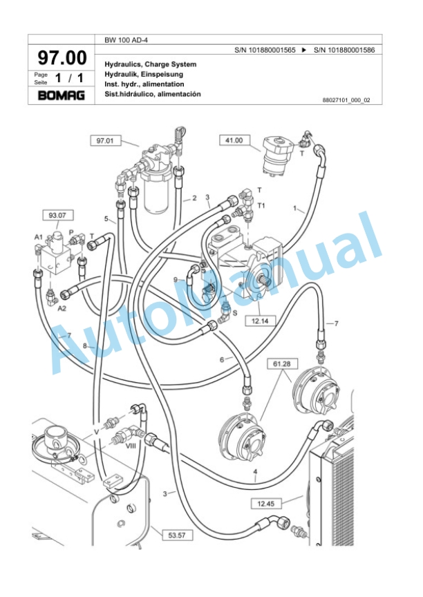 Bomag BW 100 AD-4 Tandem Vibratory Roller Spare Parts Catalogue 00817685-3