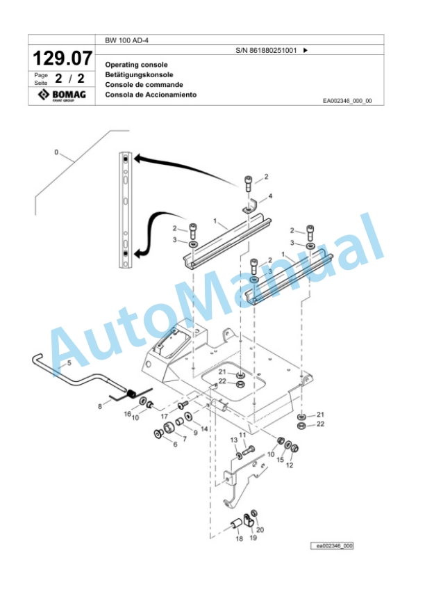 Bomag BW 100 AD-4 Tandem Vibratory Roller Spare Parts Catalogue 00824271-4