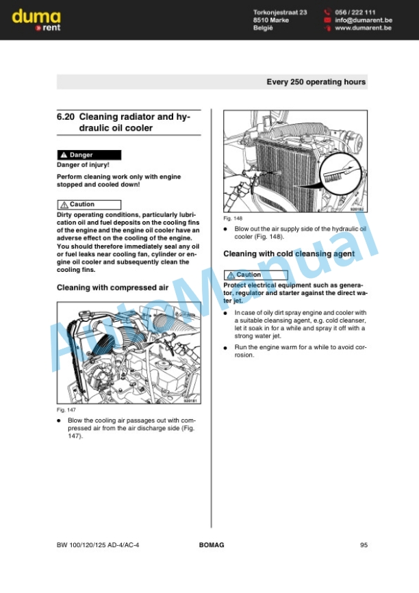 Bomag BW 100 AD-4 to BW 125 AC-4 Tandem Vibratory Roller Operating and Maintenance Instructions 00805301-4