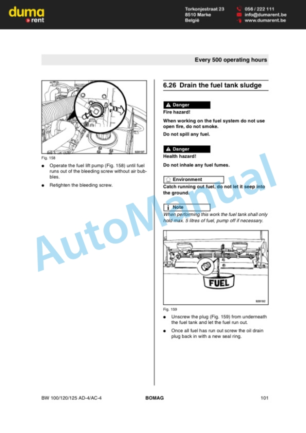 Bomag BW 100 AD-4 to BW 125 AC-4 Tandem Vibratory Roller Operating and Maintenance Instructions 00805301-5
