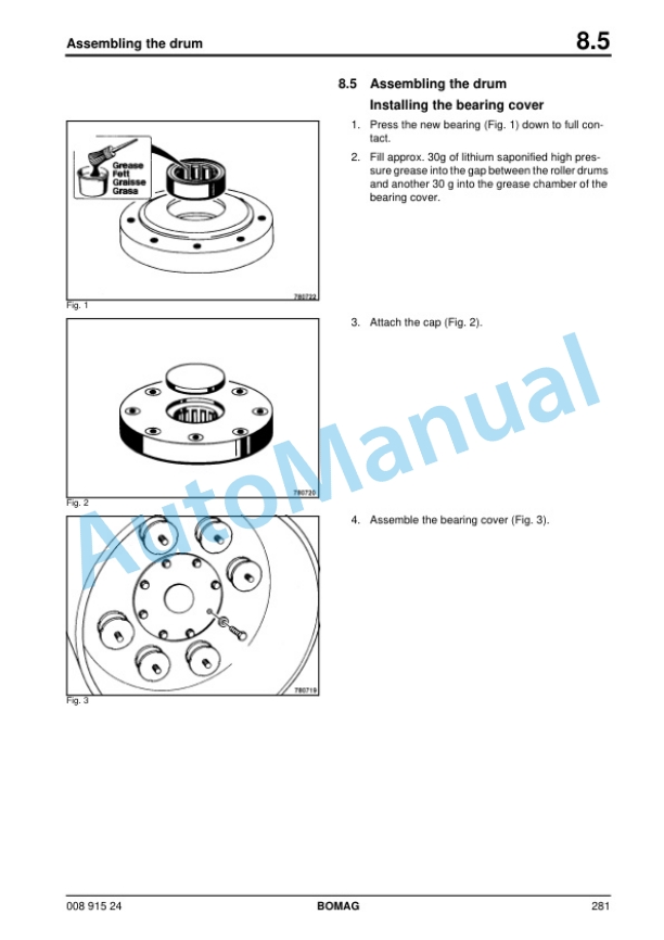 Alternative view of Bomag BW 100 AD-4 to BW 125 AC-4 Tandem Vibratory Rollers Service Manual 00891524