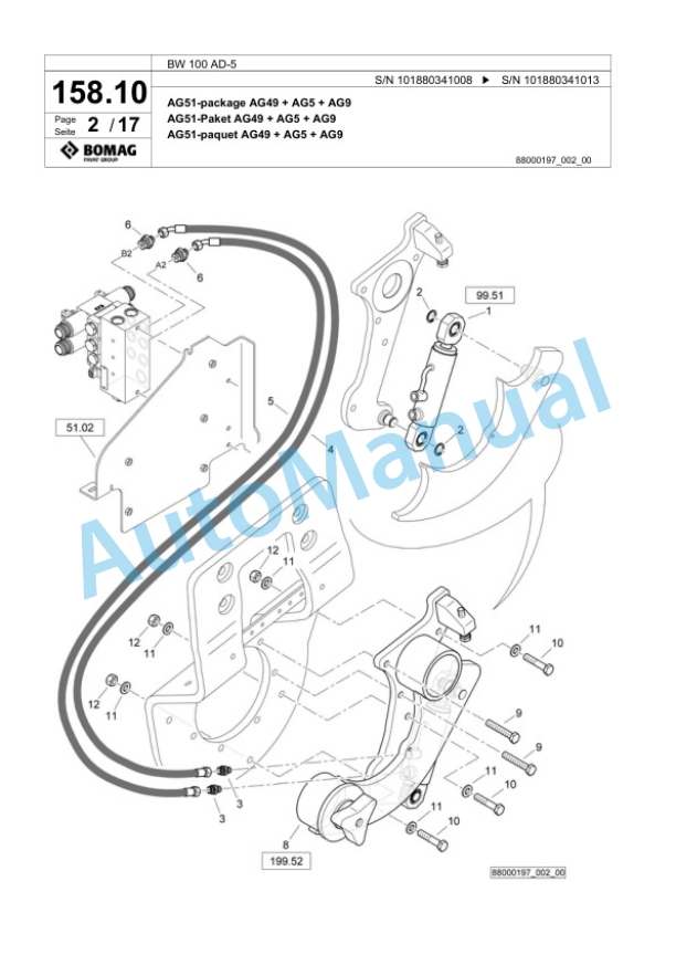 Bomag BW 100 AD-5 Tandem Vibratory Roller Spare Parts Catalogue 00824617-4