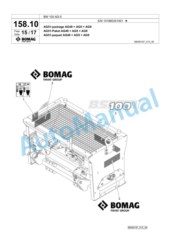 Bomag BW 100 AD-5 Tandem Vibratory Roller Spare Parts Catalogue 00824617-5