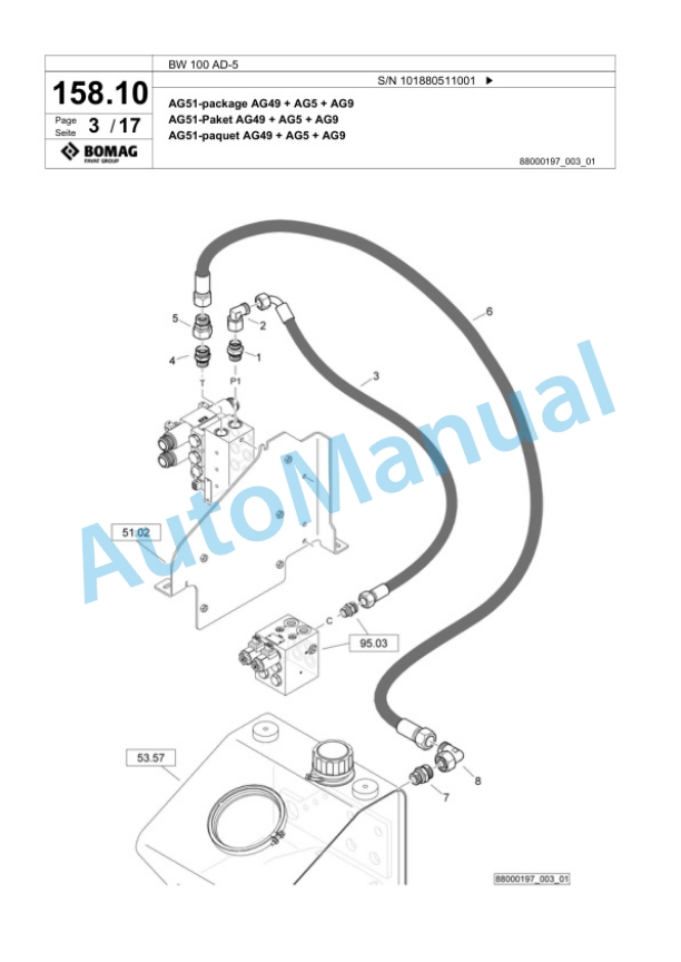 Bomag BW 100 AD-5 Tandem Vibratory Roller Spare Parts Catalogue 00825373-4