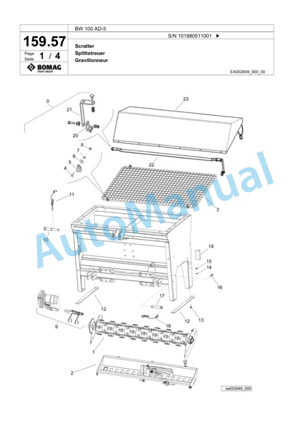 Bomag BW 100 AD-5 Tandem Vibratory Roller Spare Parts Catalogue 00825373-5