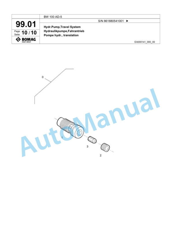 Bomag BW 100 AD-5 Tandem Vibratory Roller Spare Parts Catalogue 00825643-4