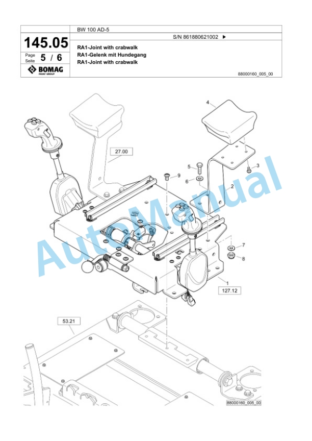 Bomag BW 100 AD-5 Tandem Vibratory Roller Spare Parts Catalogue 00826047-4