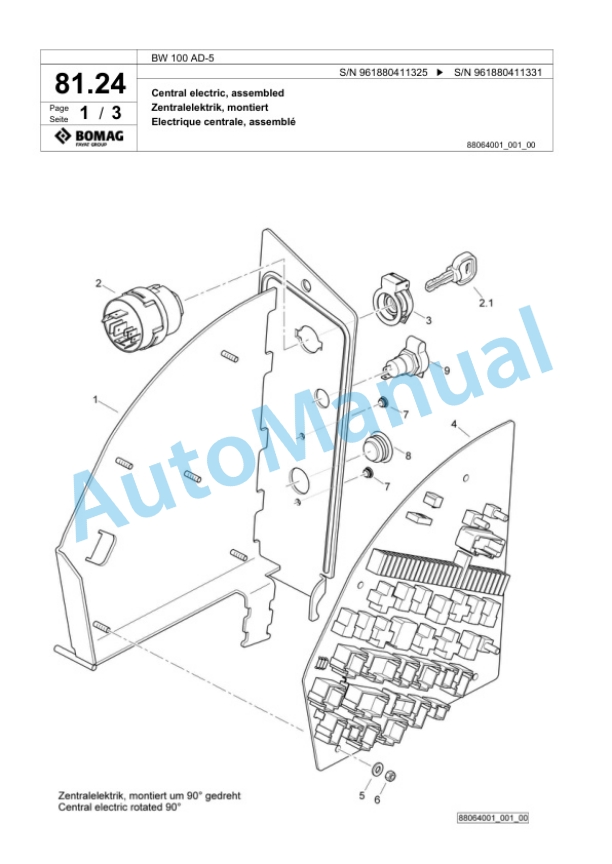 Bomag BW 100 AD-5 Tandem Vibratory Roller Spare Parts Catalogue 00826215-2