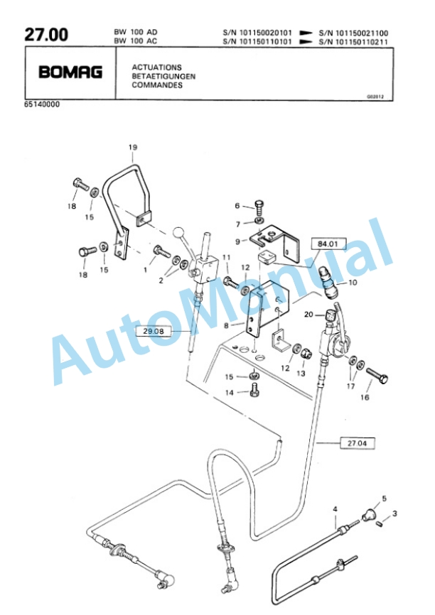 Bomag BW 100 AD, BW 100 AC Double Vibratory Roller Spare Parts Catalogue 00810018-2
