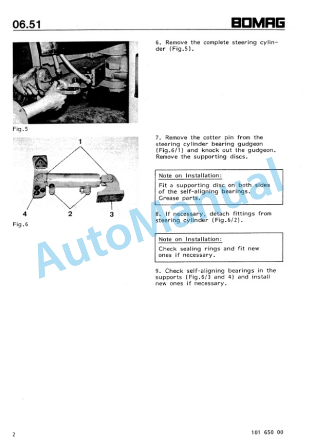Bomag BW 100 AD, BW 120 AD, BW 130 AD Tandem Vibratory Roller Repair Instructions 00819120-4