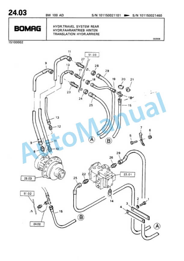 Bomag BW 100 AD, BW 120 AD Double Vibratory Roller Spare Parts Catalogue 00810118-2