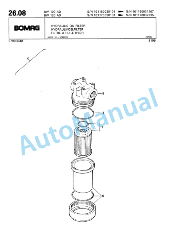 Bomag BW 100 AD, BW 120 AD Tandem Vibratory Roller Spare Parts Catalogue 00810051-2