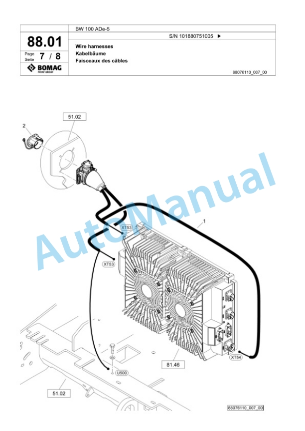 Bomag BW 100 ADe-5 Tandem Vibratory Roller Spare Parts Catalogue 00826733-2