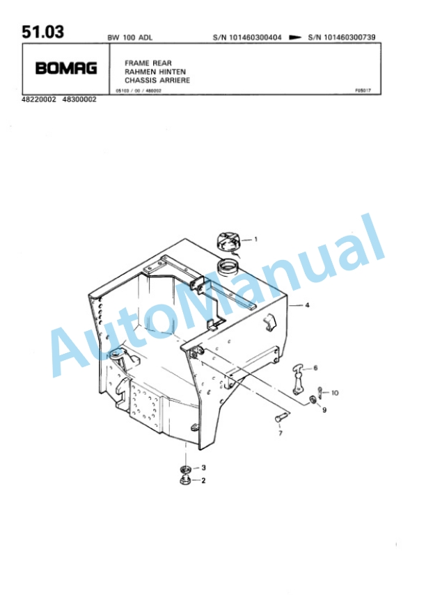 Bomag BW 100 ADL Tandem Vibratory Roller Spare Parts Catalogue 00810042-4