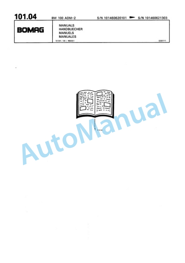 Bomag BW 100 ADM-2 Tandem Vibratory Roller Spare Parts Catalogue 00810282-4