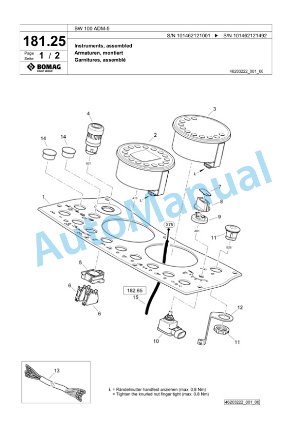Bomag BW 100 ADM-5 Tandem Vibratory Roller Spare Parts Catalogue 00825289-5