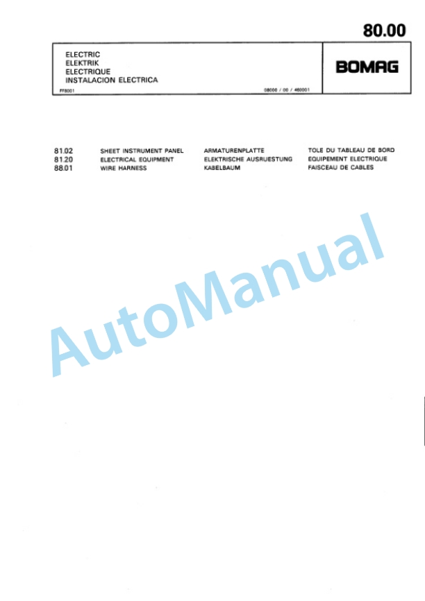 Bomag BW 100 ADM Tandem Vibratory Roller Spare Parts Catalogue 00810082-3