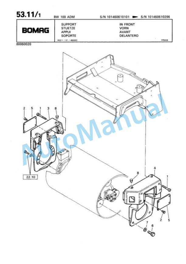 Bomag BW 100 ADM Tandem Vibratory Roller Spare Parts Catalogue 00810182-2