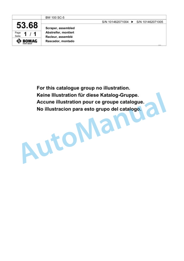 Bomag BW 100 SC-5 Tandem Vibratory Roller Spare Parts Catalogue 00818715-2