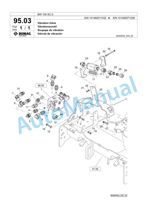 Bomag BW 100 SC-5 Tandem Vibratory Roller Spare Parts Catalogue 00818715-4