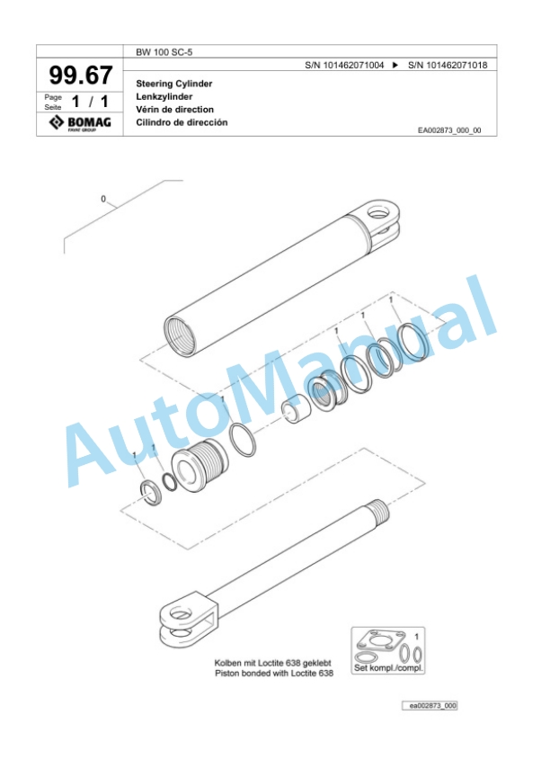 Bomag BW 100 SC-5 Tandem Vibratory Roller Spare Parts Catalogue 00818715-5