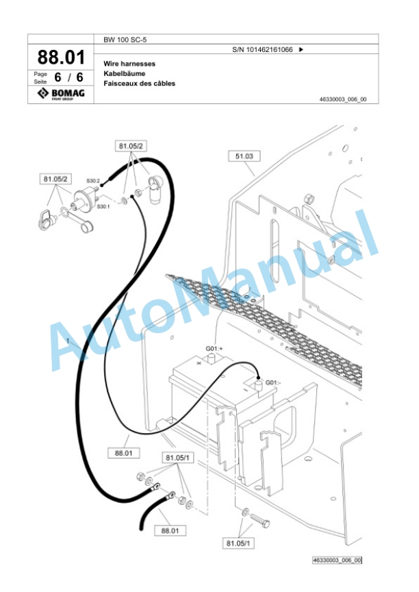 Bomag BW 100 SC-5 Tandem Vibratory Roller Spare Parts Catalogue 00825297-2