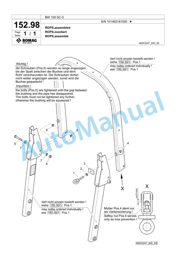 Bomag BW 100 SC-5 Tandem Vibratory Roller Spare Parts Catalogue 00825297-4