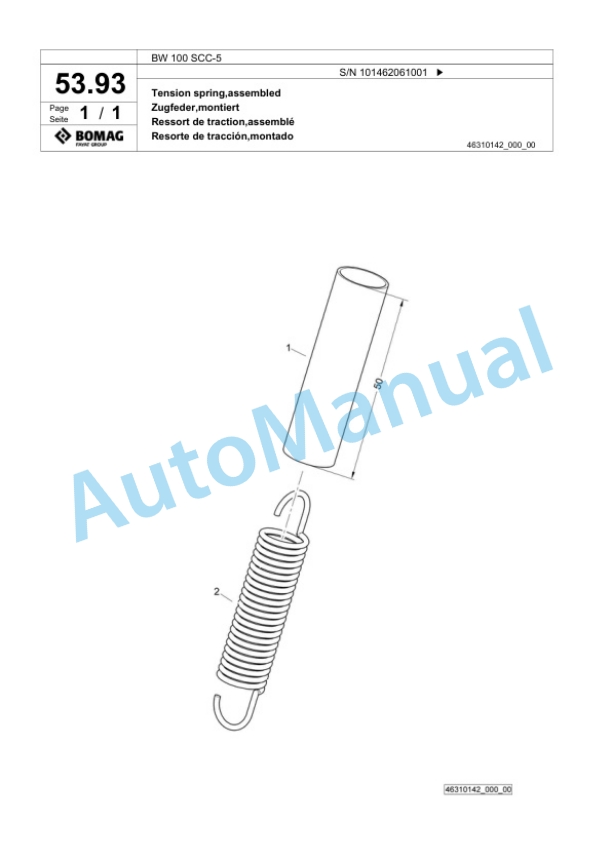 Bomag BW 100 SCC-5 Combination Roller Spare Parts Catalogue 00818505-2