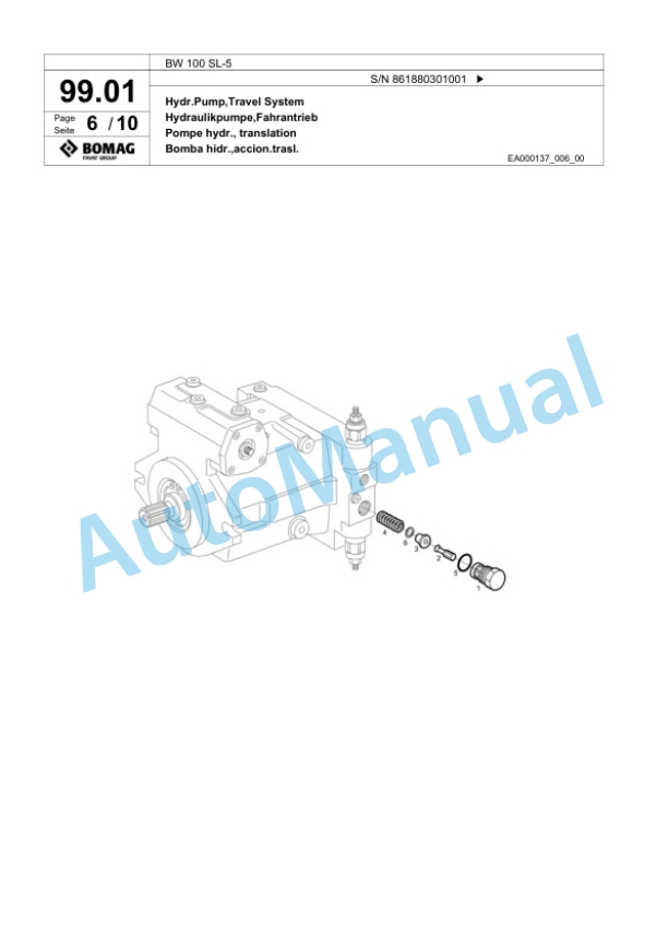 Bomag BW 100 SL-5 Tandem Vibratory Roller Spare Parts Catalogue 00824557-4