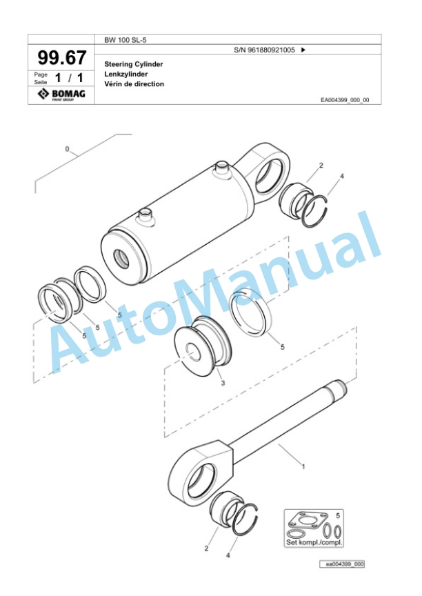 Bomag BW 100 SL-5 Tandem Vibratory Roller Spare Parts Catalogue 00827053-3