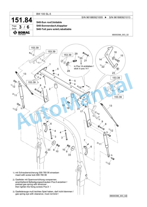 Bomag BW 100 SL-5 Tandem Vibratory Roller Spare Parts Catalogue 00827053-5