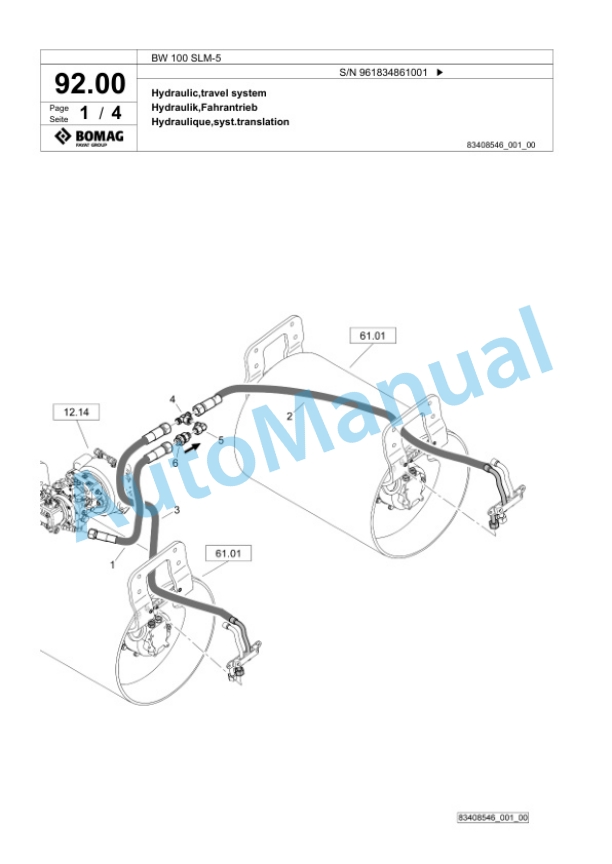 Bomag BW 100 SLM-5 Tandem Vibratory Roller Spare Parts Catalogue 00827125-3