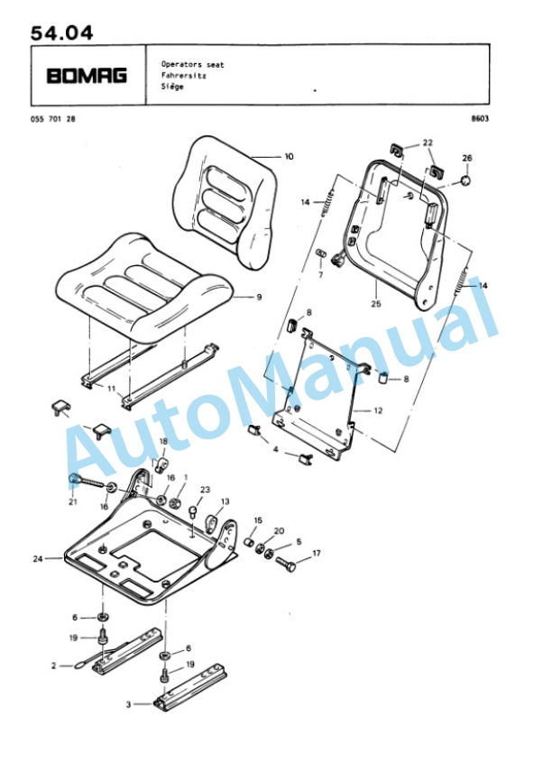 Bomag BW 10AS, BW 12AS Tandem Static Roller Spare Parts Catalogue 00813610-3