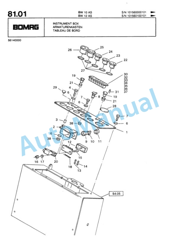 Bomag BW 10AS, BW 12AS Tandem Static Roller Spare Parts Catalogue 00813610-5