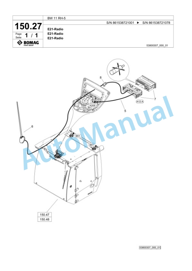 Bomag BW 11 RH-5 Pneumatic Tyred Roller Spare Parts Catalogue 00824939-2